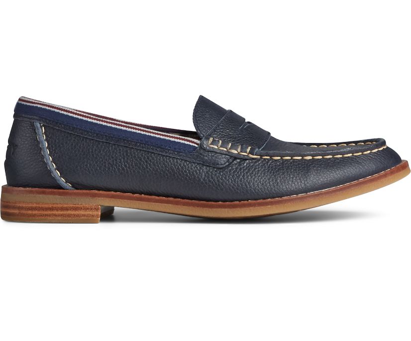 Sperry Seaport Penny Tumbled Leather Loafers - Women's Loafers - Navy [WC8476259] Sperry Top Sider I